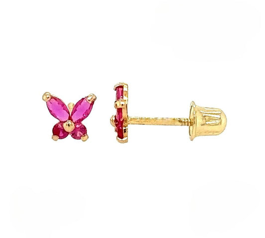 14k Gemstone Butterfly Screw-Back Earrings (+ colors)