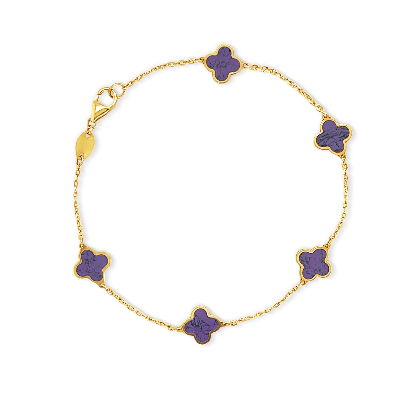 14k 7mm Gemstone Clover Bracelet (+ colors)