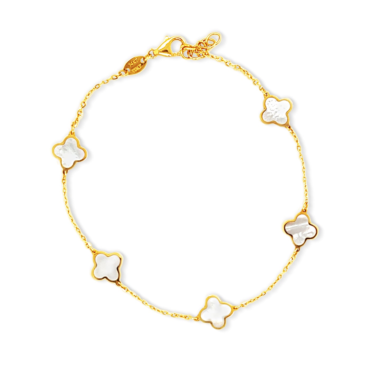 14k 7mm Gemstone Clover Bracelet (+ colors)