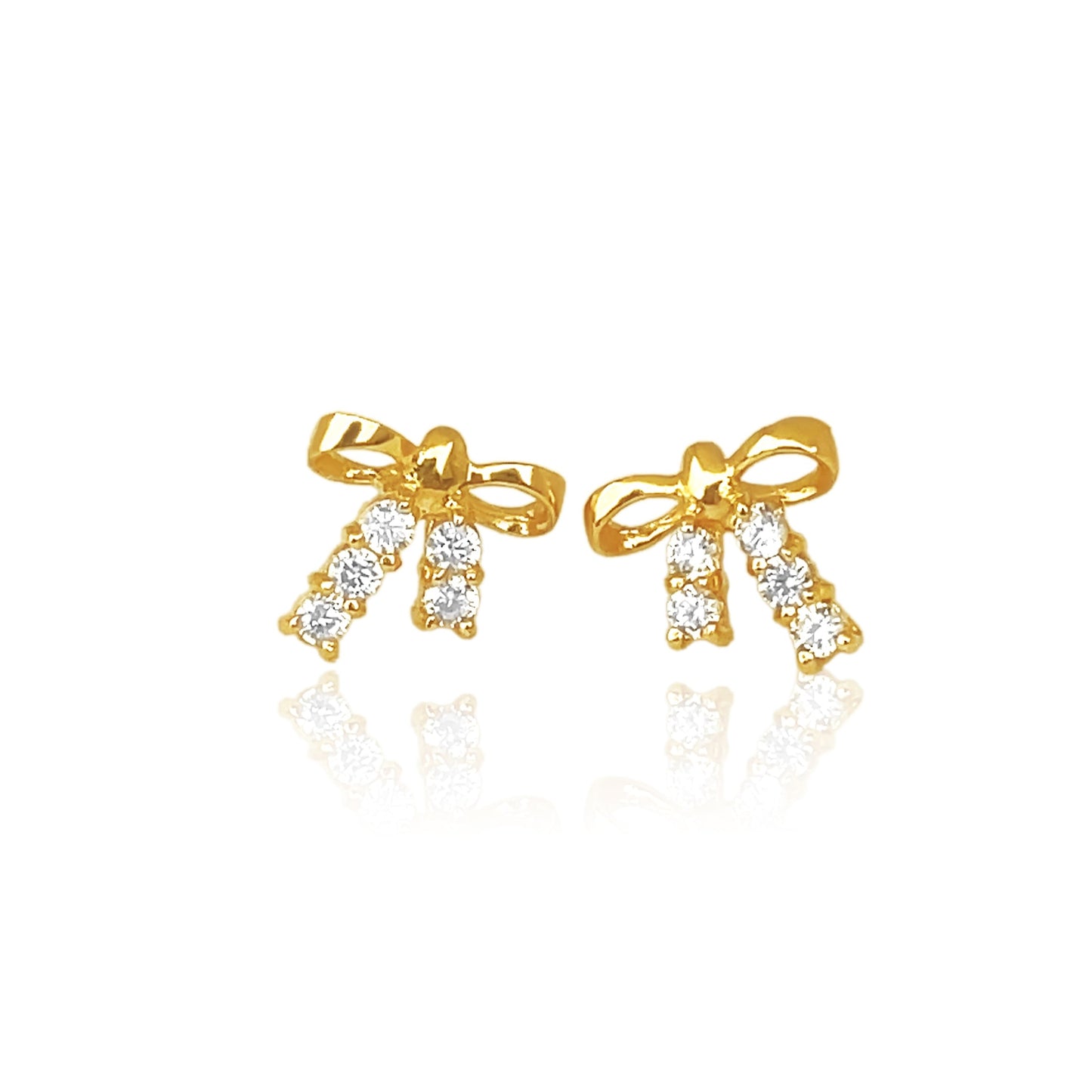 14k Dainty Bow Screw-Back Earrings