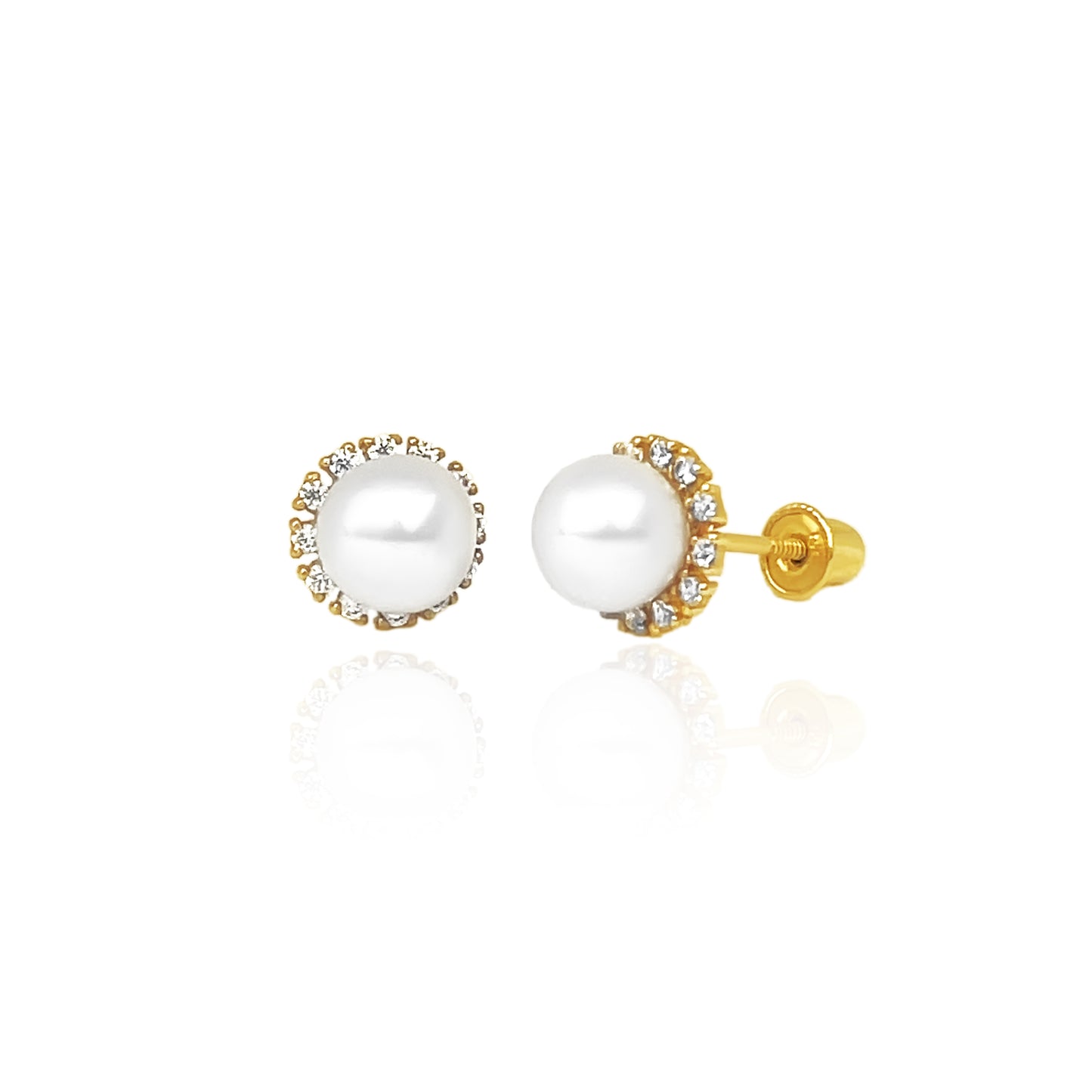 Pearl Halo Screw Back Earrings
