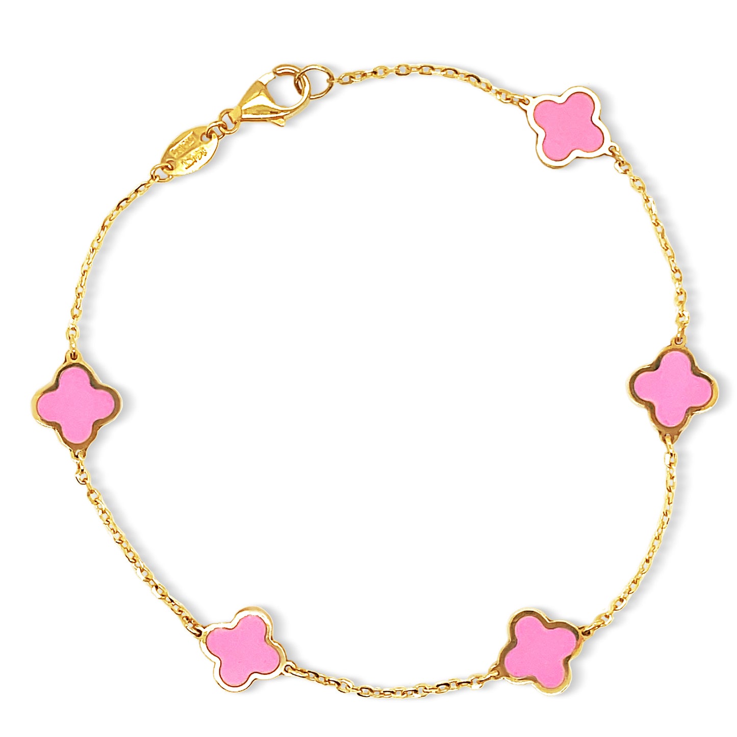 14k 7mm Gemstone Clover Bracelet (+ colors)