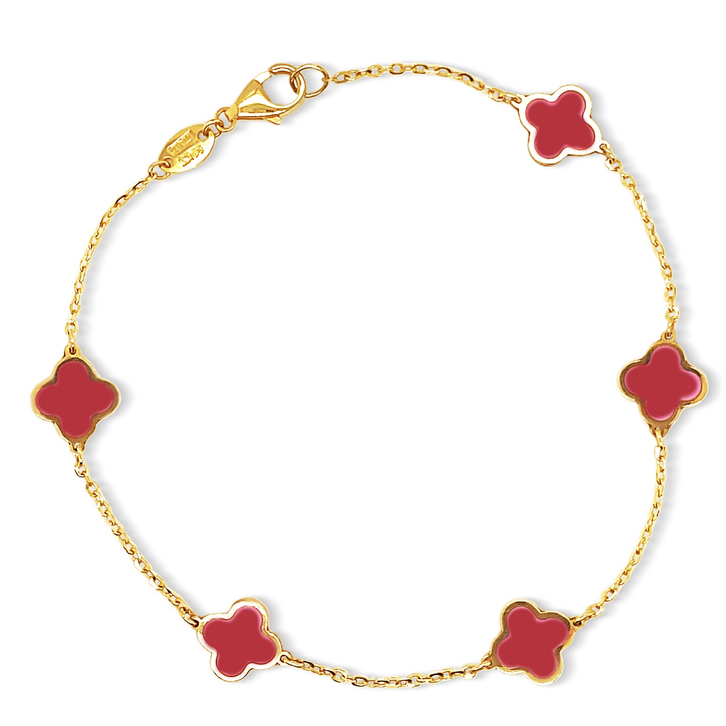 14k 7mm Gemstone Clover Bracelet (+ colors)