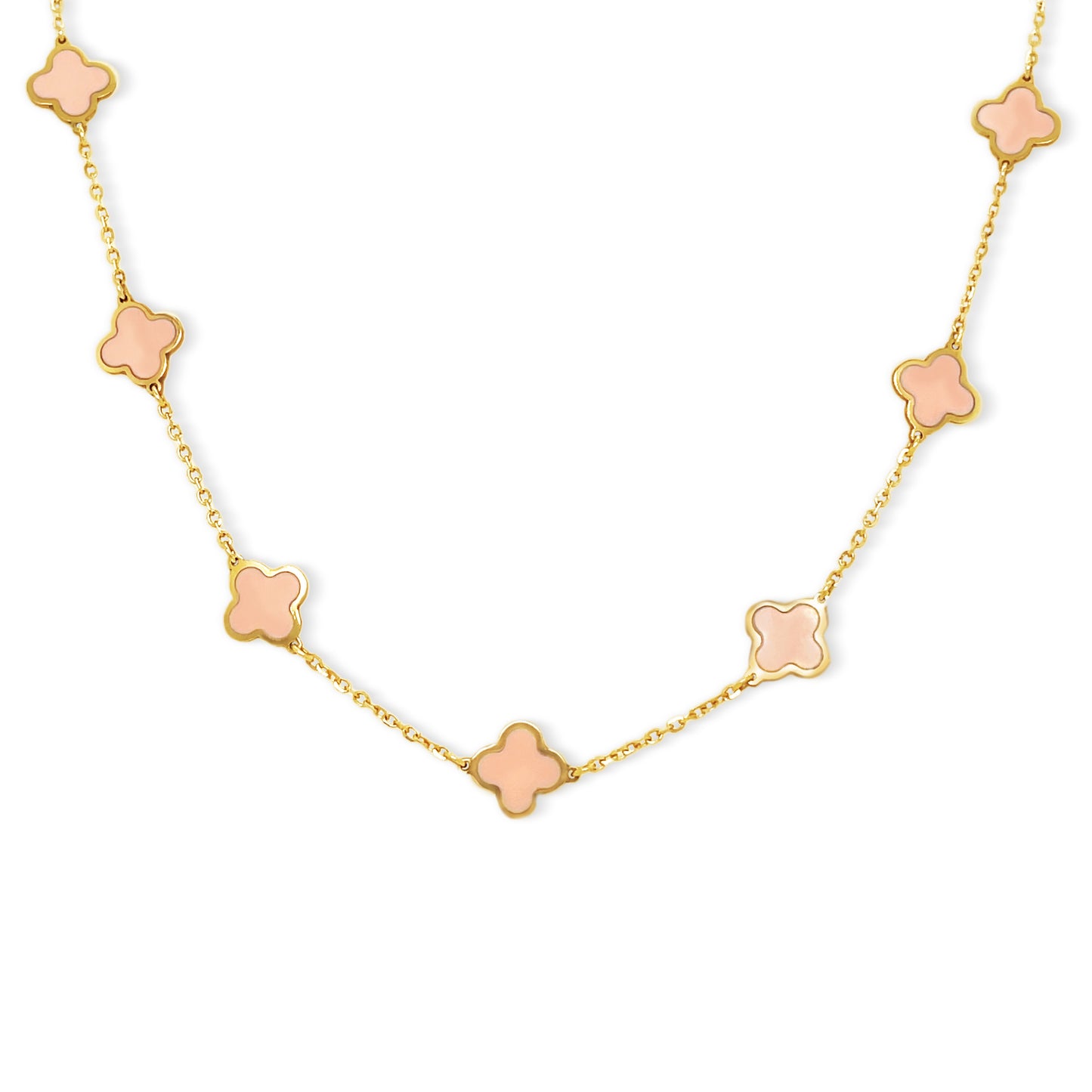 14k Gemstone Clover Necklace