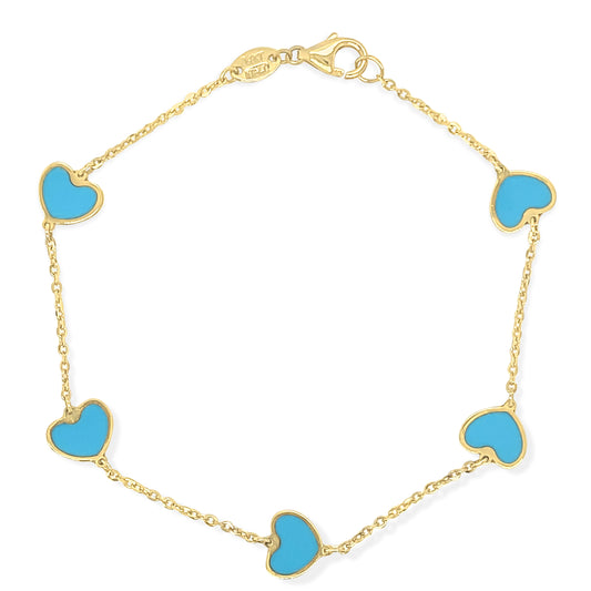 14k Gemstone Heart bracelets