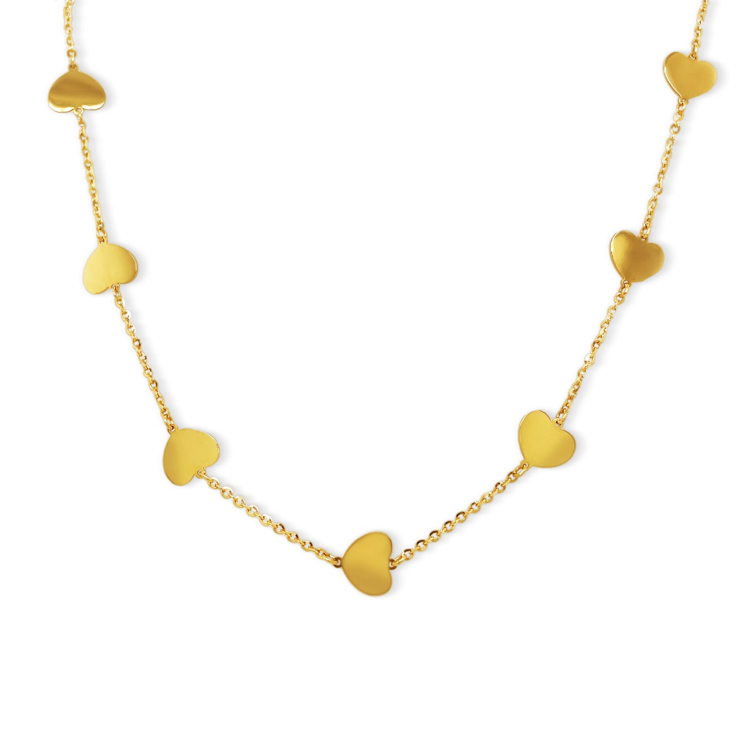 14k Yellow All Gold Heart By The Yard Necklace