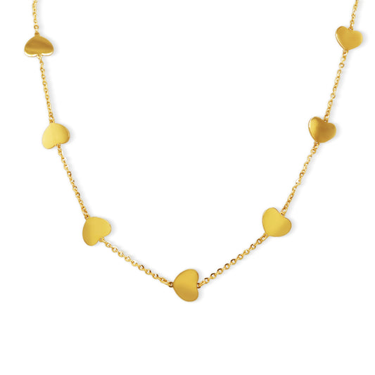 14k Yellow All Gold Heart By The Yard Necklace