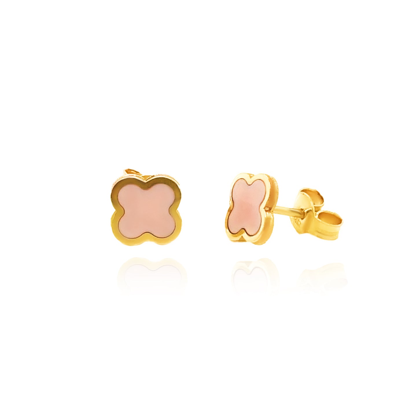 14k Gold 10mm Gemstone Clover Stud Earrings