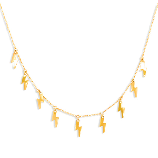 14k Gold Lightning Charm Necklace
