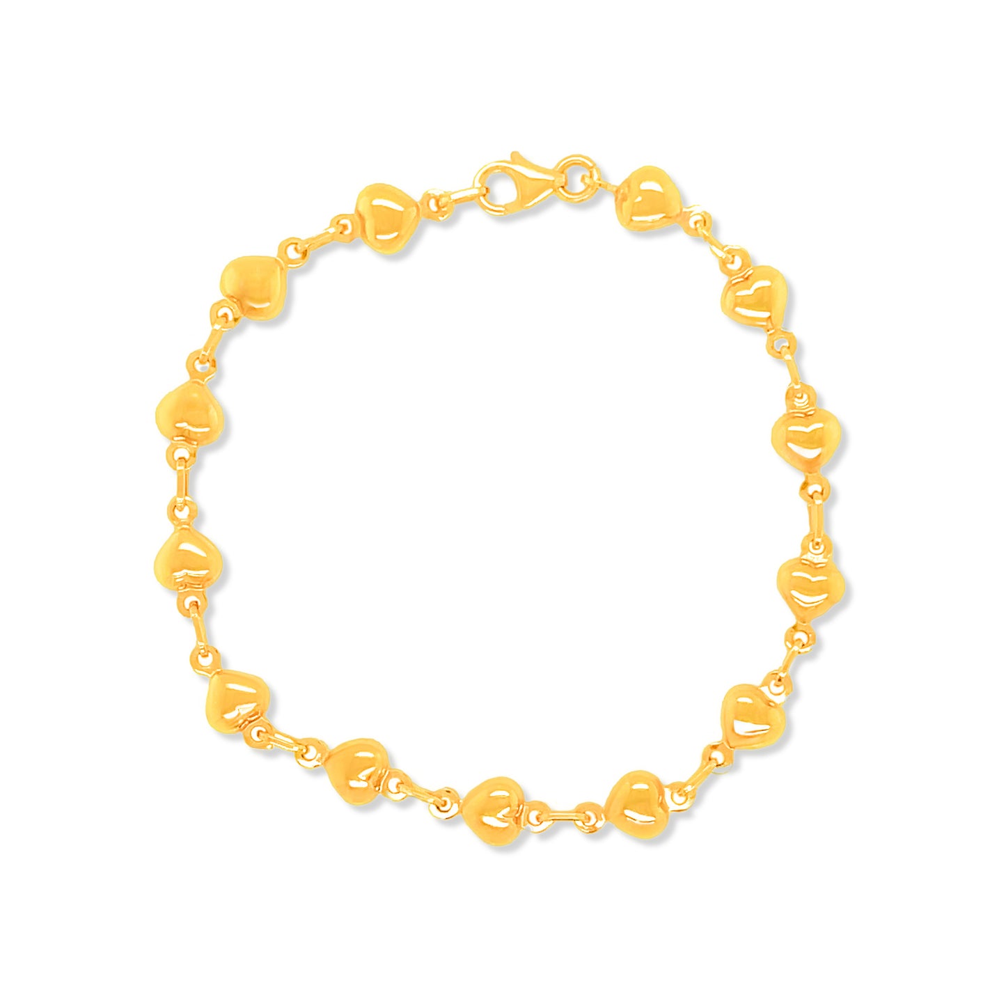 14k Gold Puffed Heart Bracelet