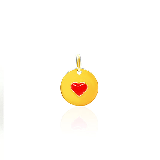 14k Red Heart Disc Charm