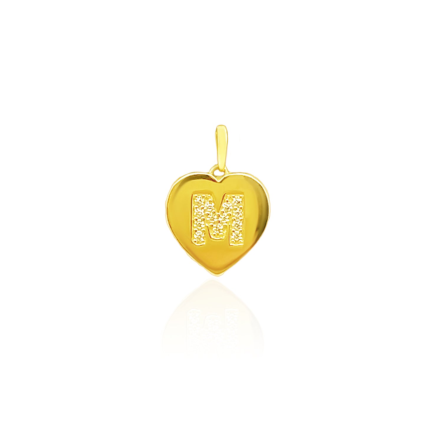 14k Diamond Initial Heart Charm
