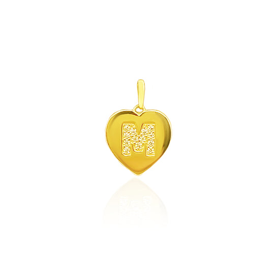 14k Diamond Initial Heart Charm
