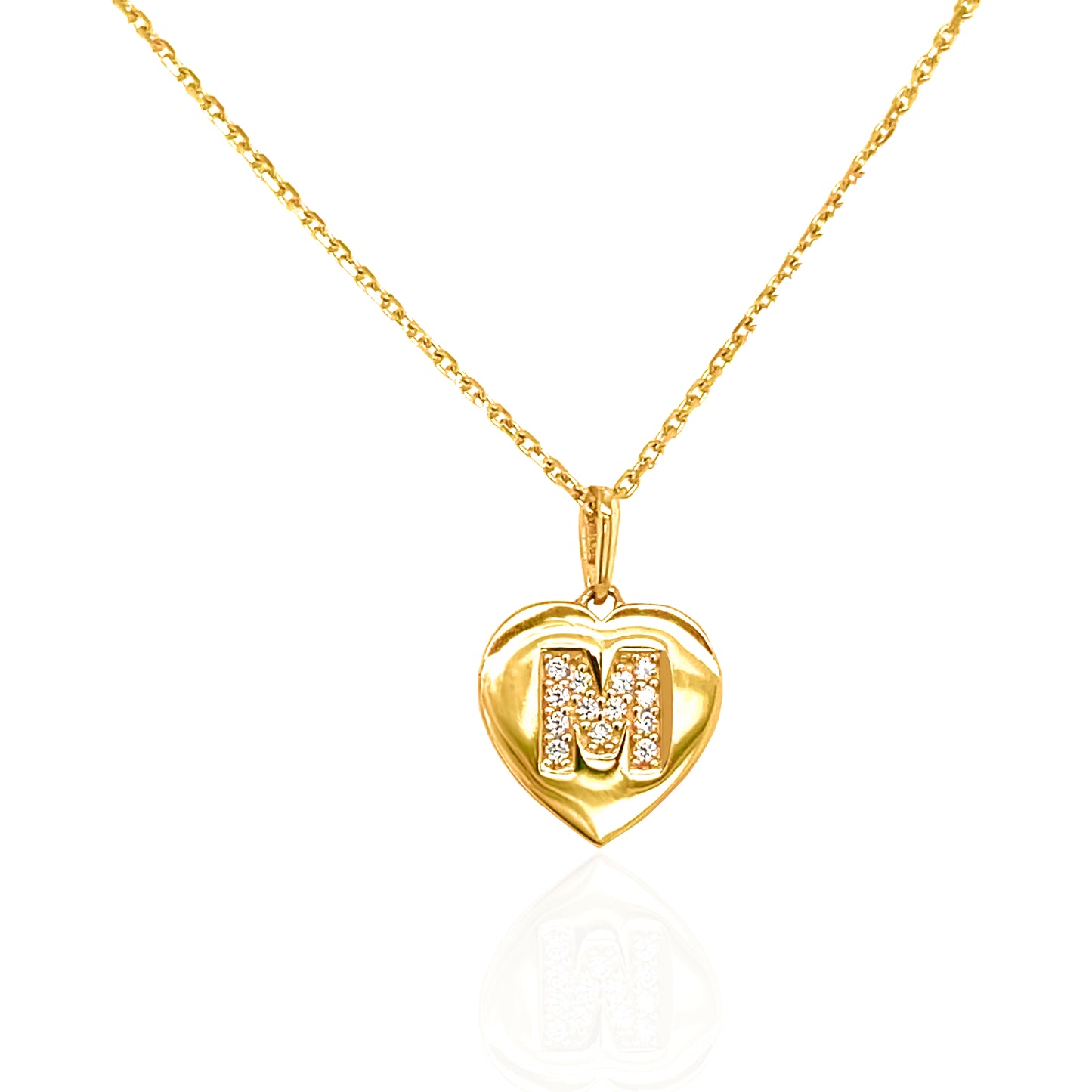 14k Diamond Initial Heart Disc Pendant