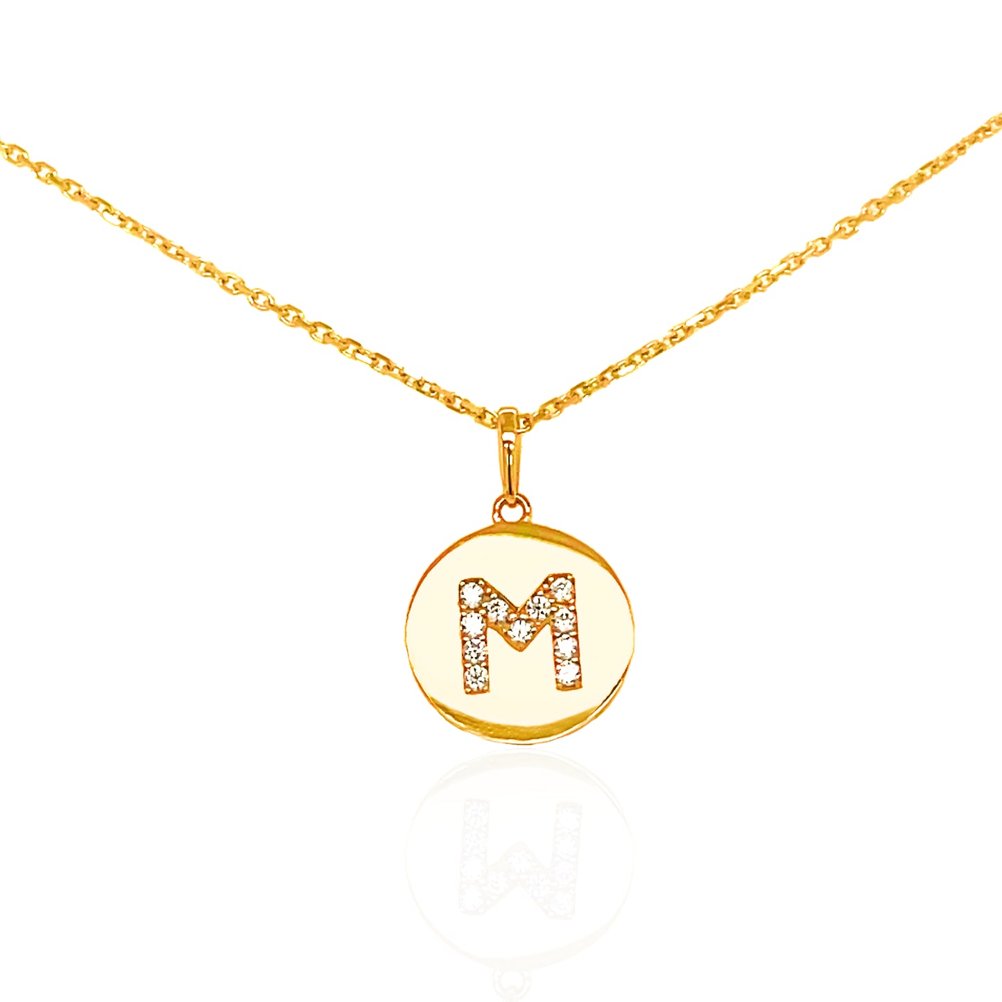 14k Diamond Initial Disc Pendant
