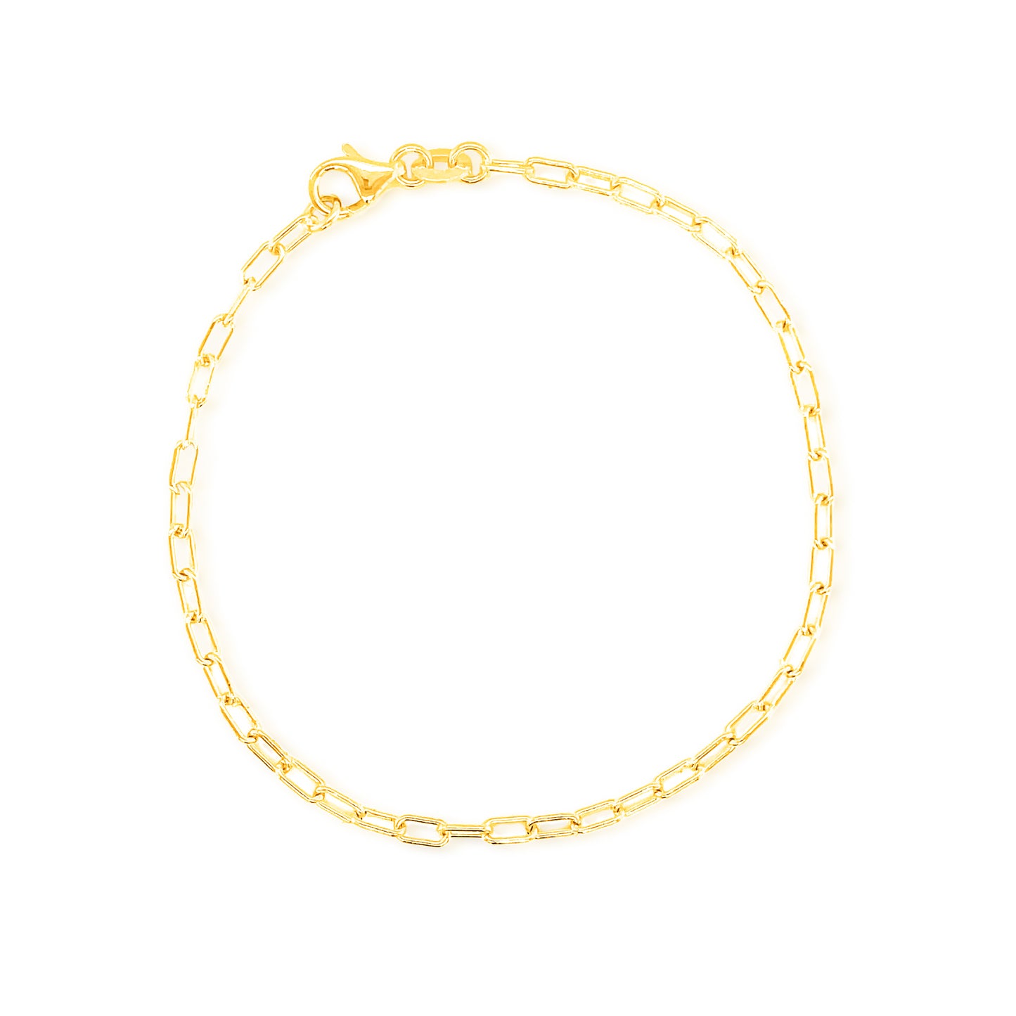14k Solid 2mm Linked Chain Bracelet