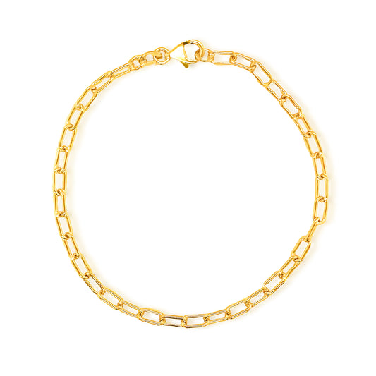 14k Solid 3mm Linked Chain Bracelet