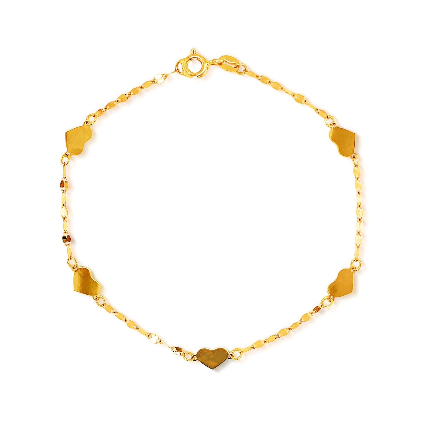 14k Polished Heart Bracelet