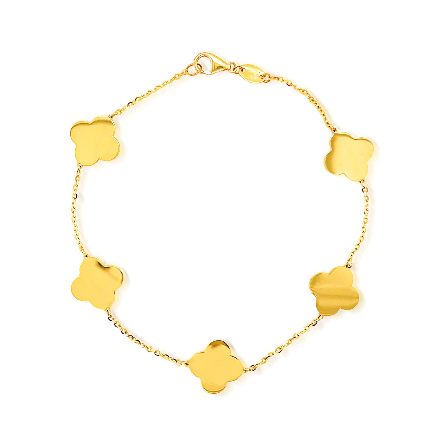 14k All Gold 10mm Clover Bracelet