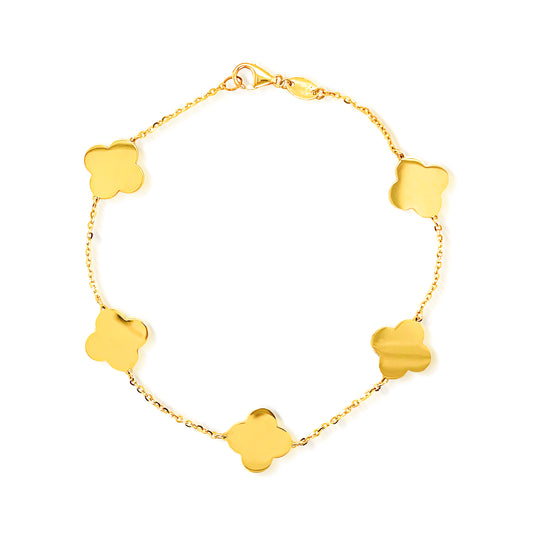 14k All Gold 10mm Clover Bracelet