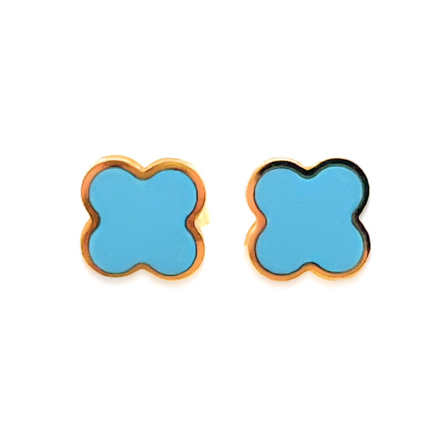 14k Gold 10mm Gemstone Clover Stud Earrings