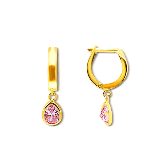 14k Birthstone Teardrop Dangling Earrings