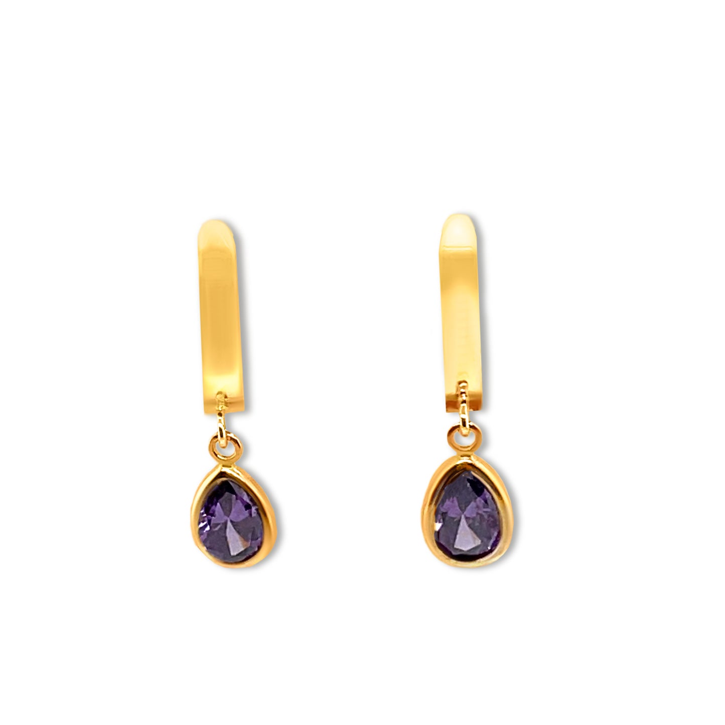 14k Birthstone Teardrop Dangling Earrings
