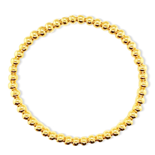 Medium Beaded Stretchy Bracelet Gold Filled