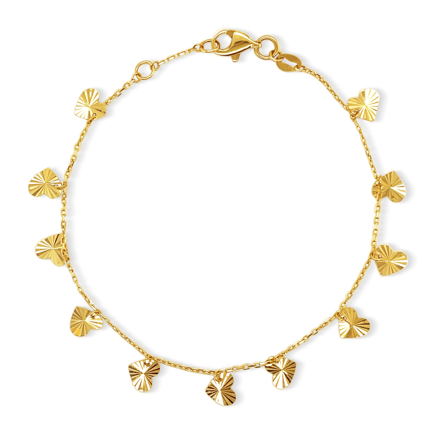 14k Gold Heart Charm Bracelet