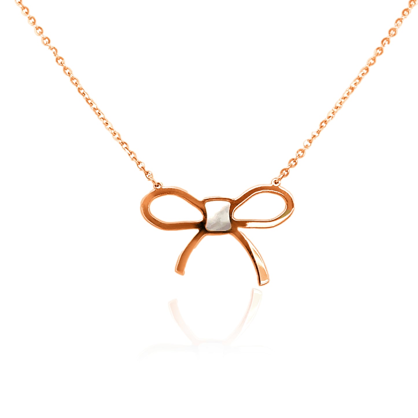 14k Rose Gold MOP Gemstone Ribbon Necklace