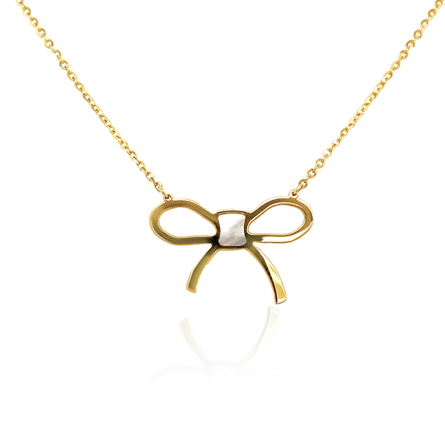 14k Yellow Gold MOP Gemstone Ribbon Necklace
