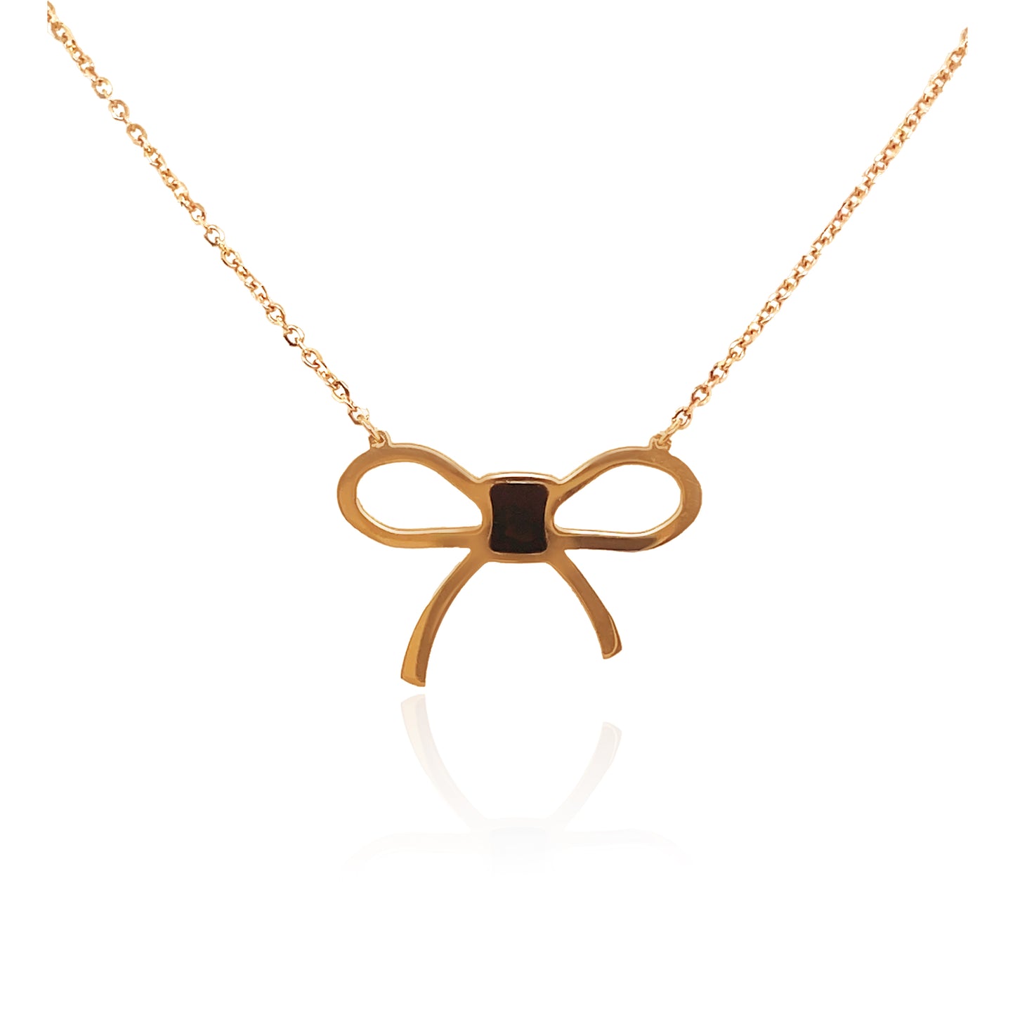 14k Rose Gold Onyx Gemstone Ribbon Necklace