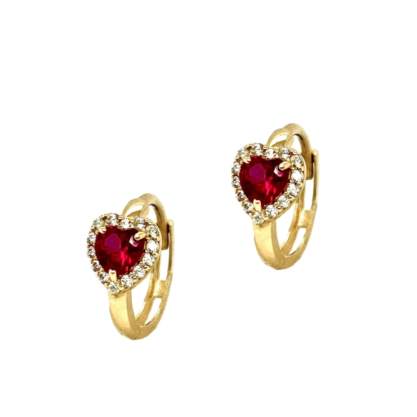 14k Gold Halo Heart Huggies (+ colors)