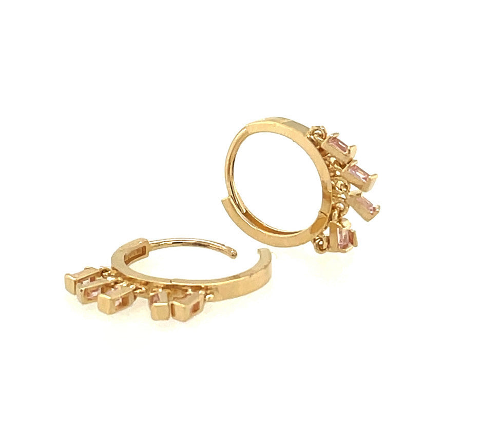 14k Gold Dangle Charm Huggies