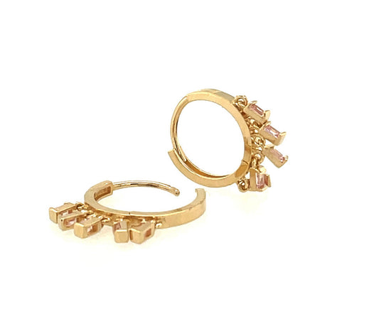 14k Gold Dangle Charm Huggies