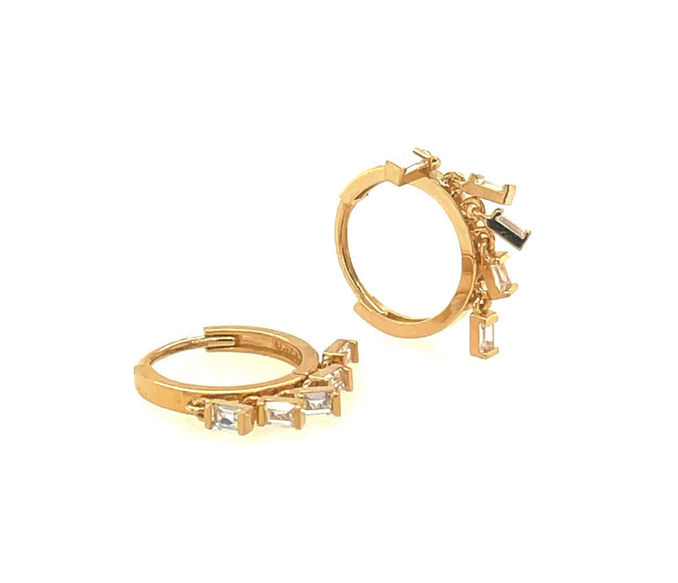 14k Gold Dangle Charm Huggies