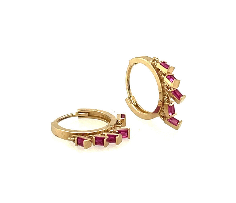 14k Gold Dangle Charm Huggies