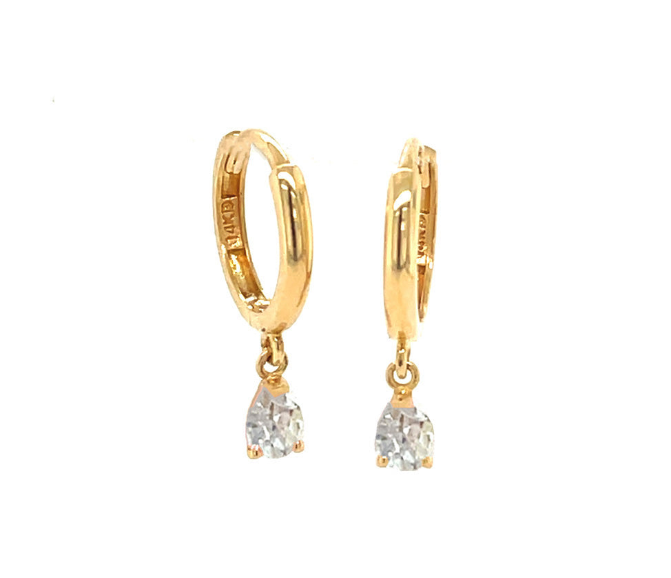 14k Gold Teardrop Hanging Earrings