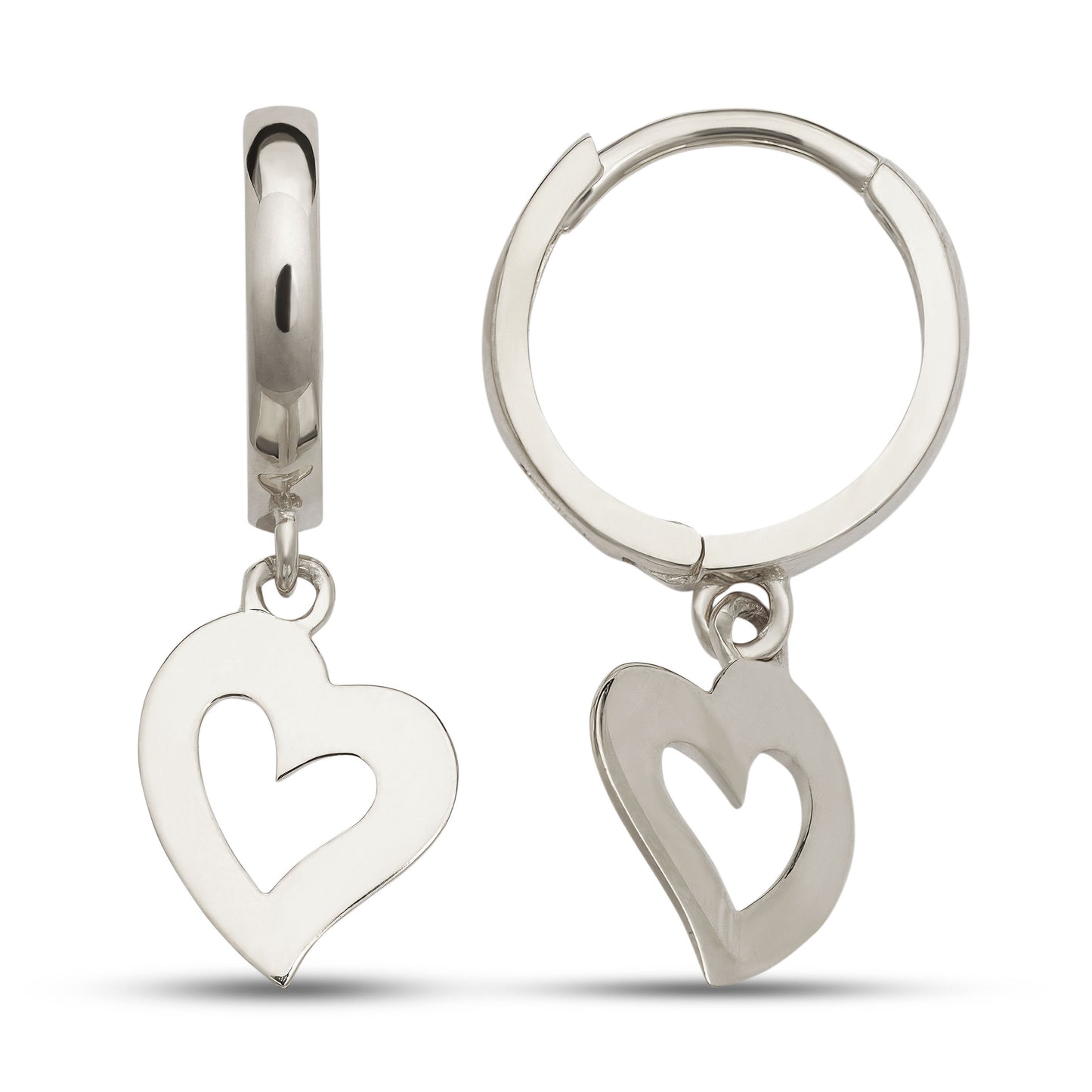 14k Gold Dangle Heart Earrings