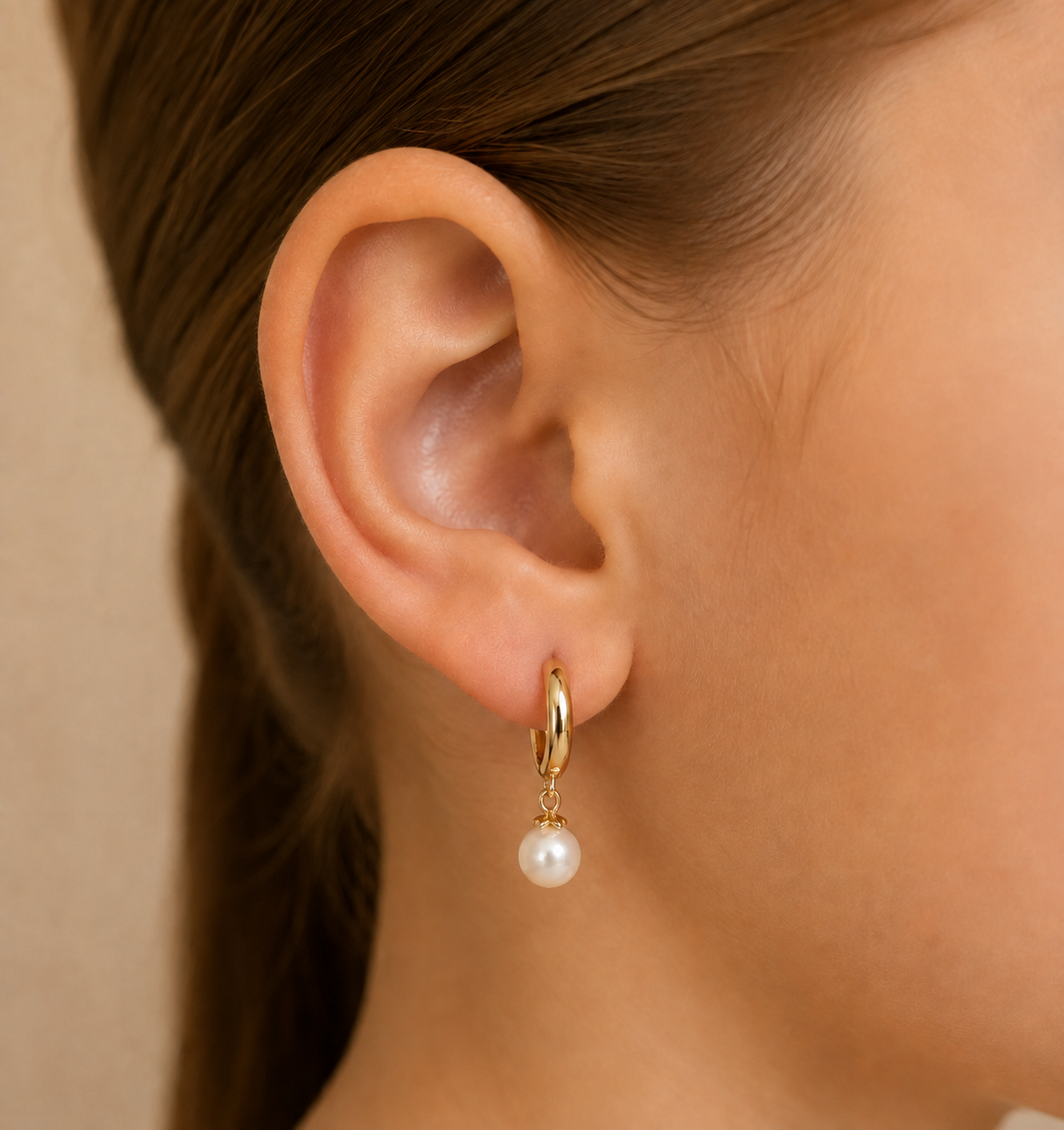 14K Gold Drop 5mm Pearl Earrings