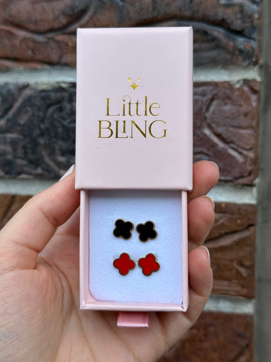 14k Gold 10mm Gemstone Clover Stud Earrings