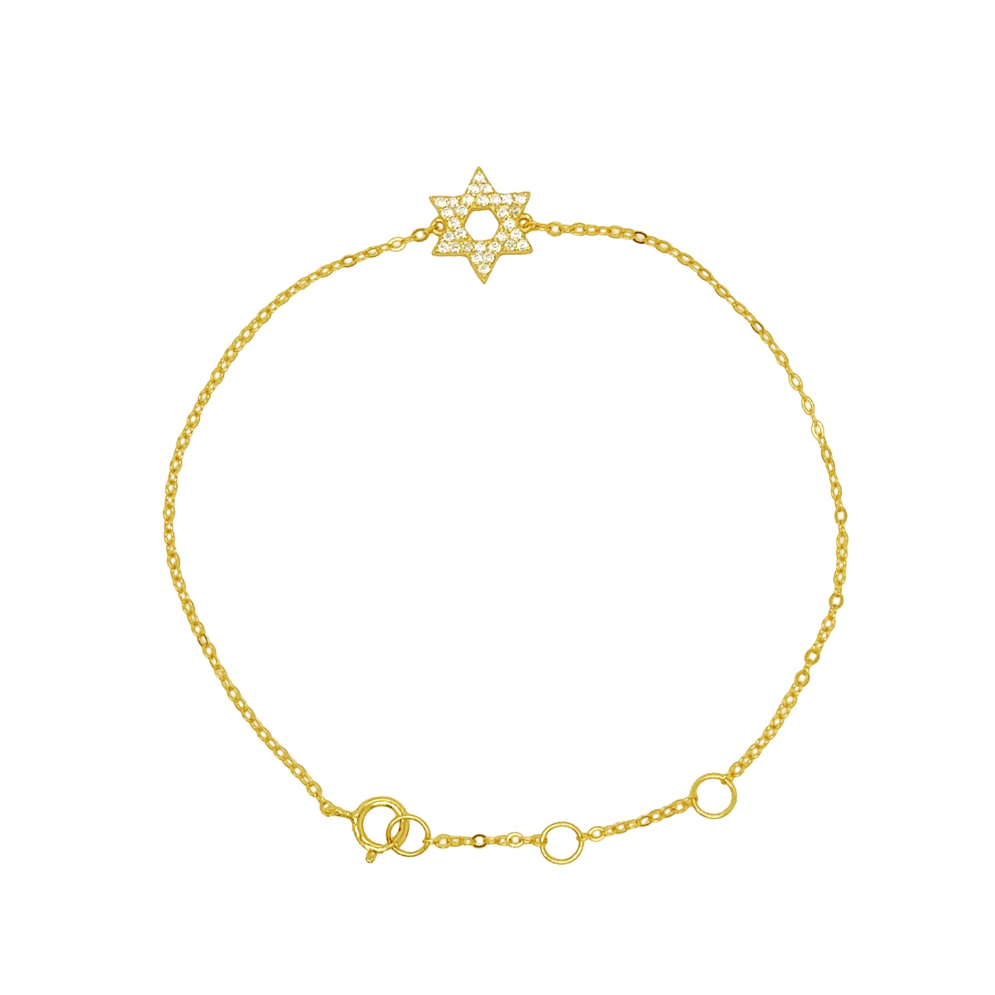 14k Gold Plated Cubic Zirconia Magen David Bracelet