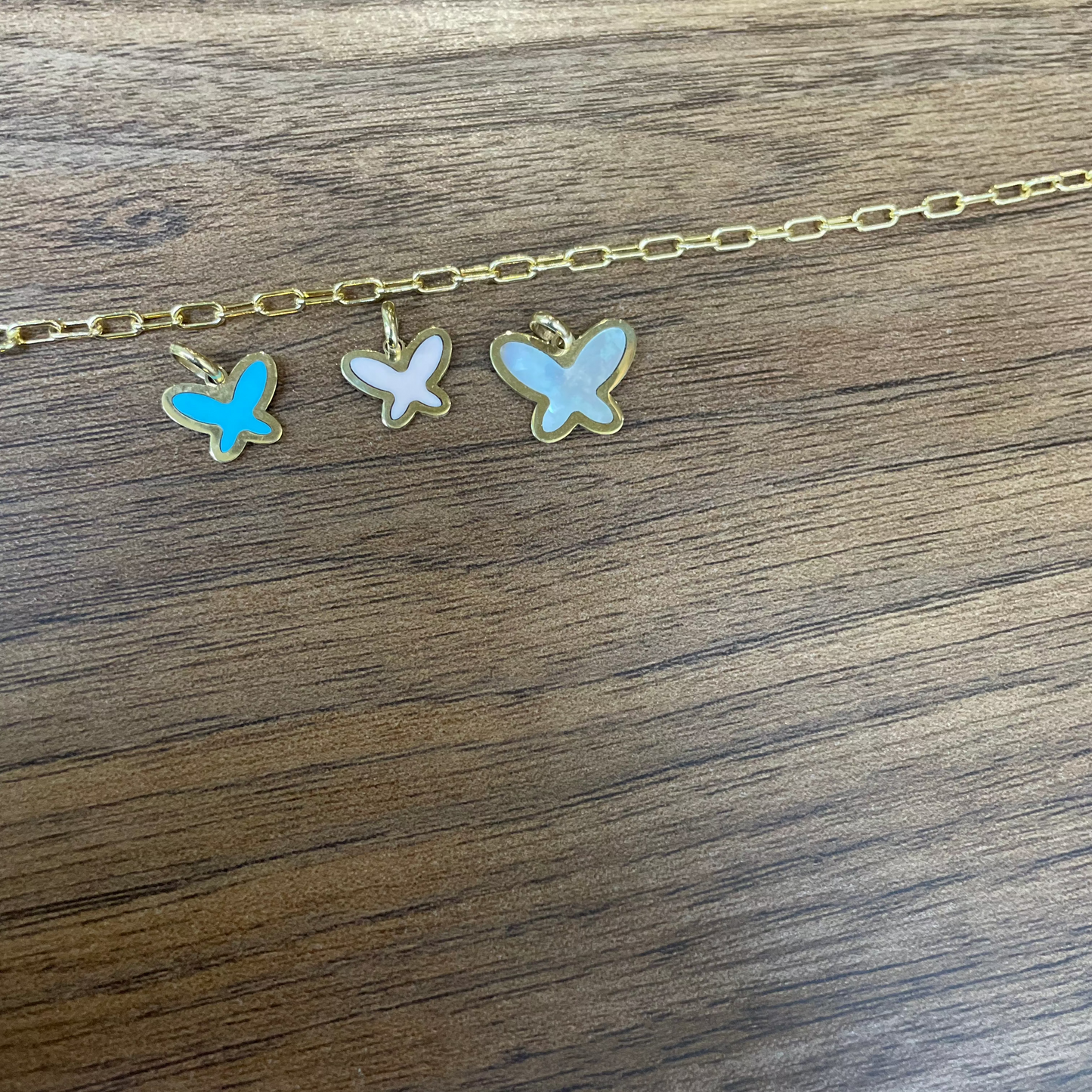 14k Small Gemstone Butterfly Charm (+ colors)