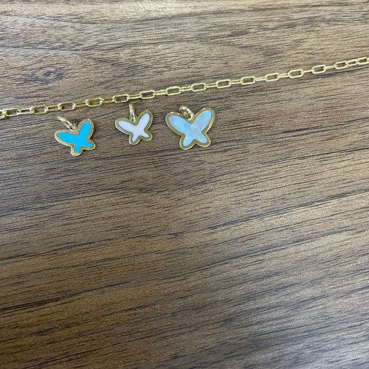 14k Small Gemstone Butterfly Charm (+ colors)