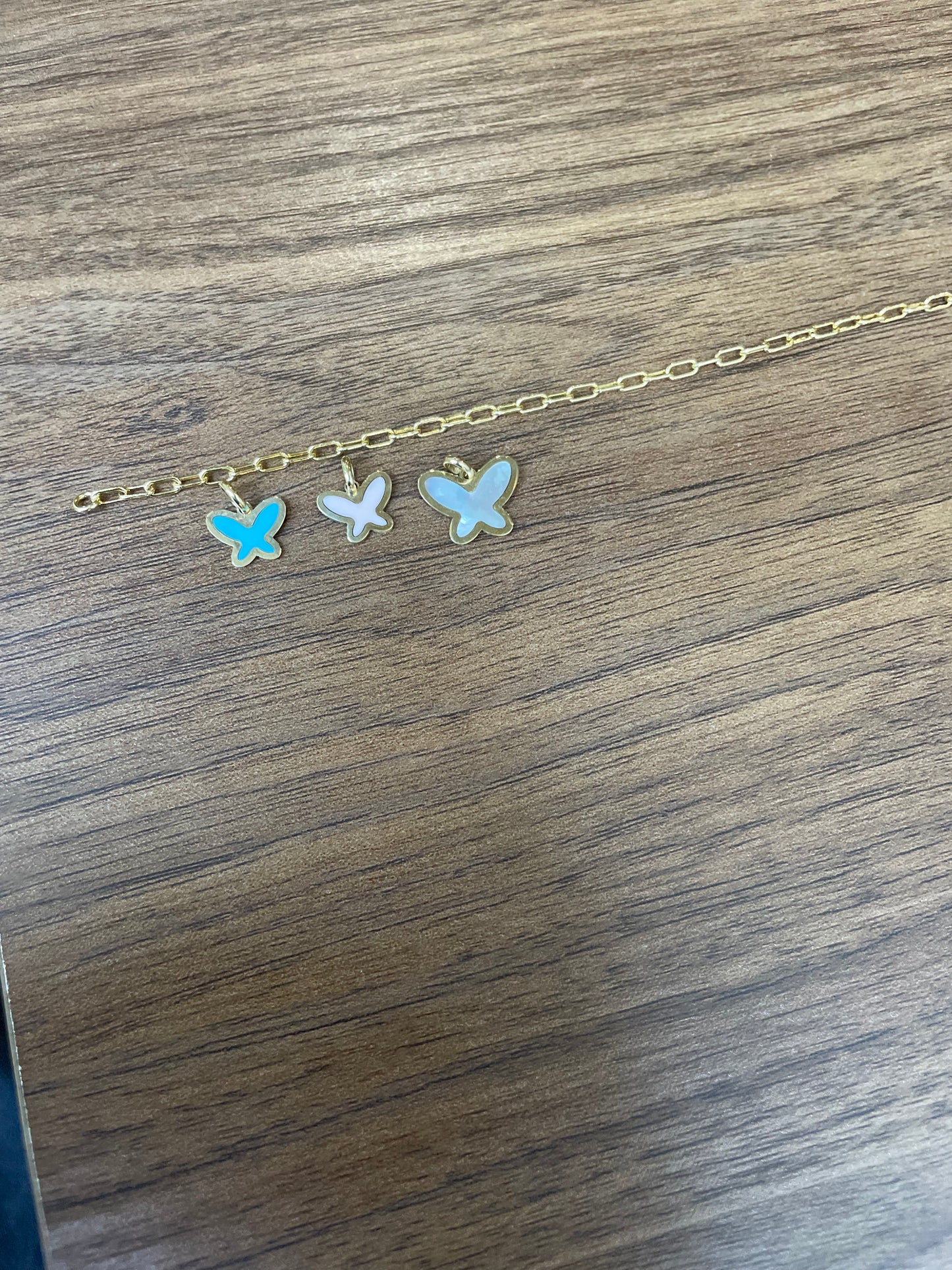 14k Medium Gemstone Butterfly Charm (+ colors)