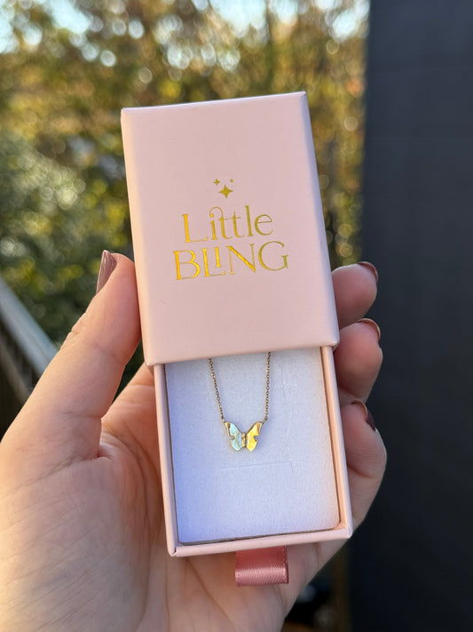 14k Yellow Gold Butterfly Necklace