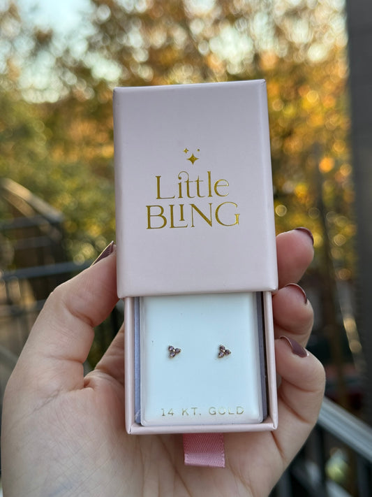 14K Yellow Gold Triangle Amethyst Stud Earrings