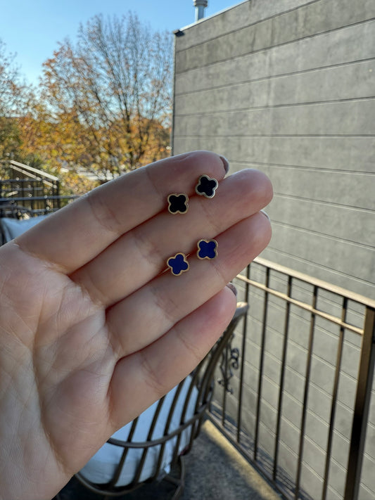 14k Gold 7mm Gemstone Clover Earrings