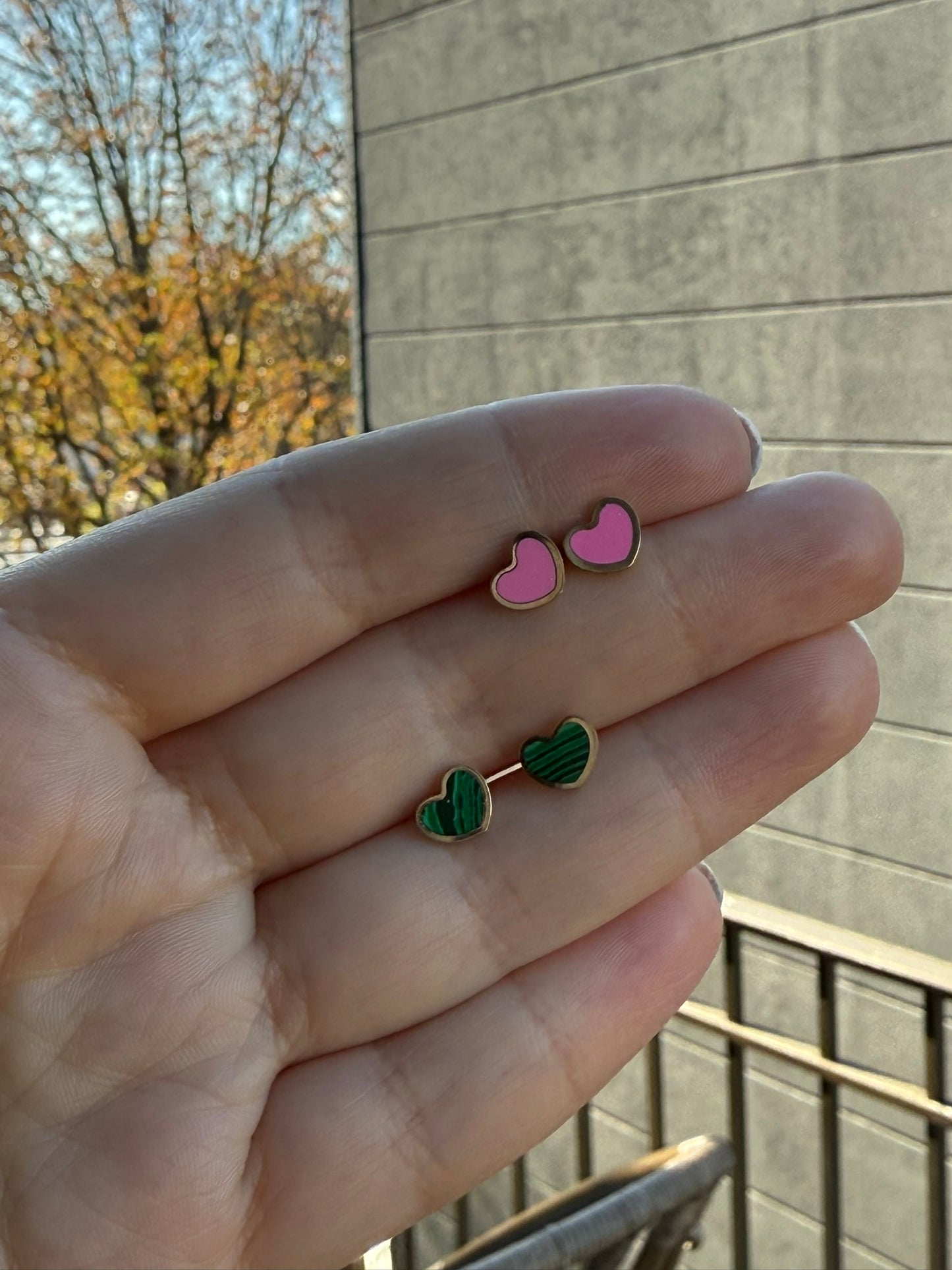 14k Gold Gemstone Heart Earrings