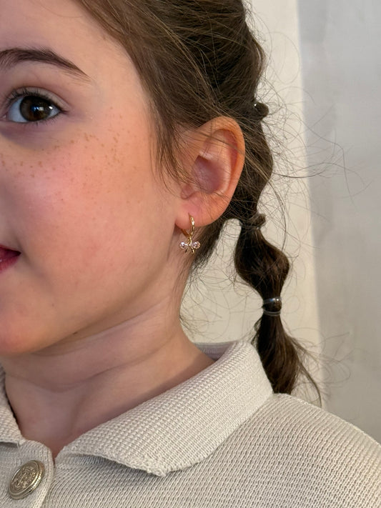 14k Gold Gemstone Bowtie Dangle Earrings